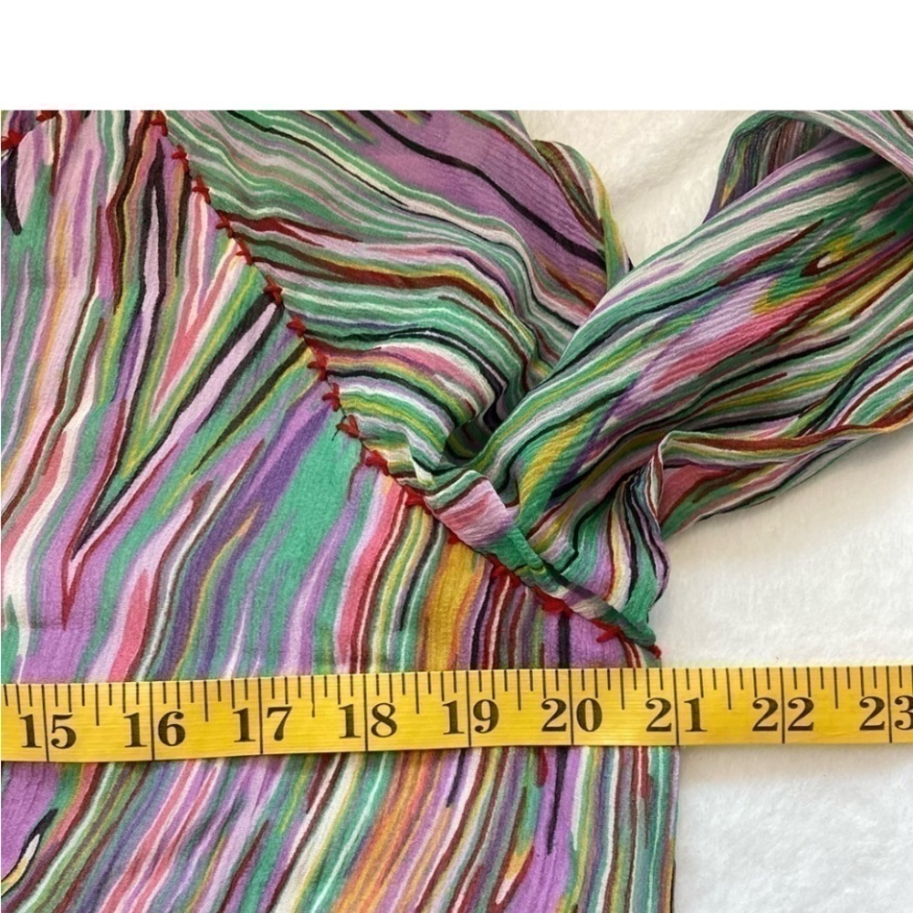 Sundance Multistripe V-Neck Long Sleeve Blouse in Pastel Hues - Picture 3 of 9